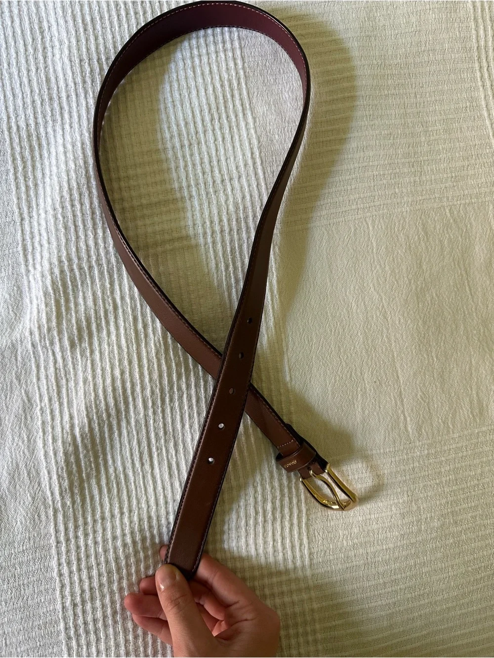 Coach Brown Leather Belt with Gold Tone Buckle